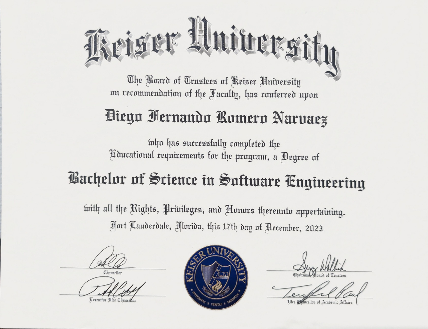 My Diploma - Click to view fullscreen