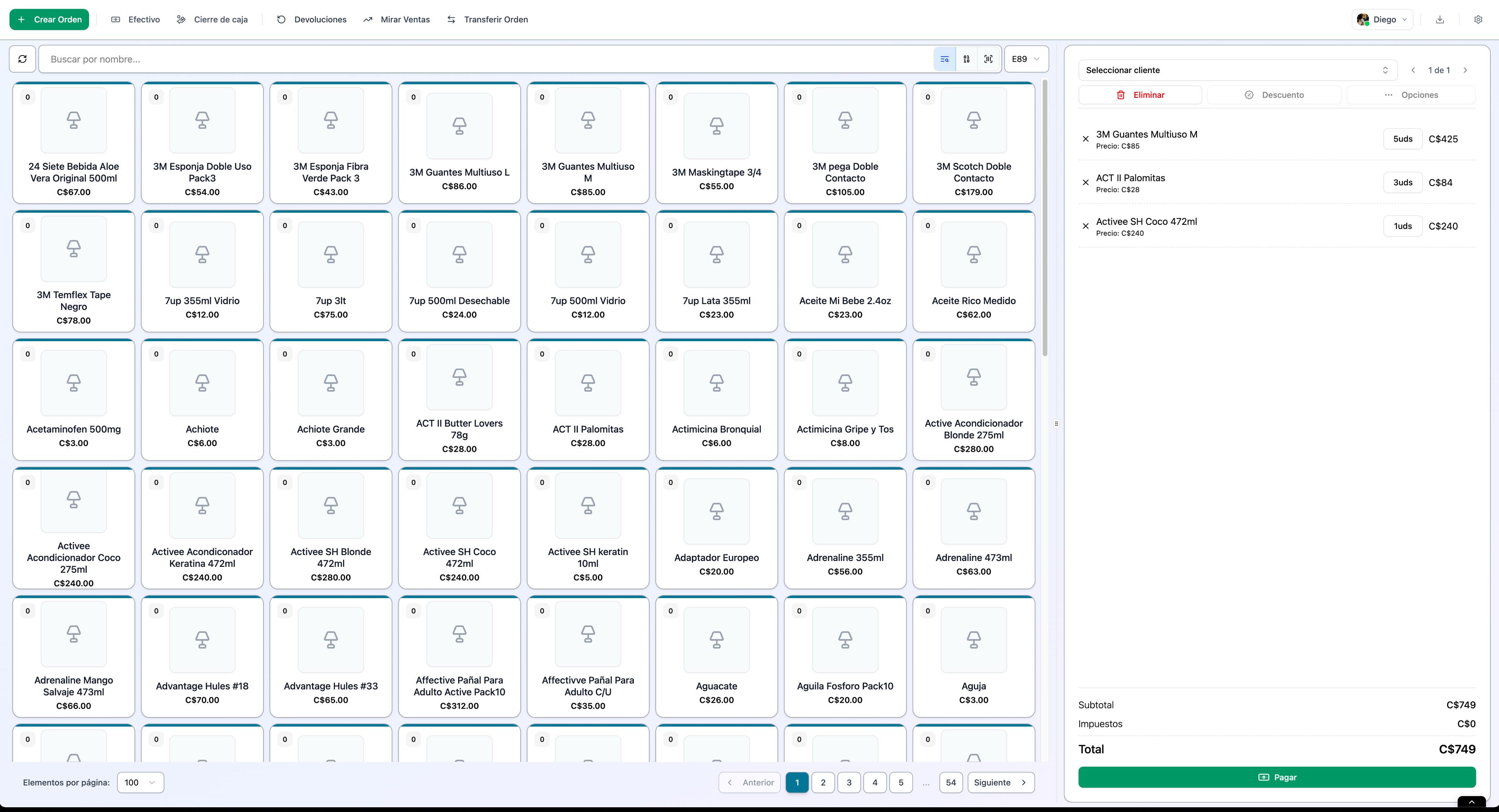 Storefront POS System Interface